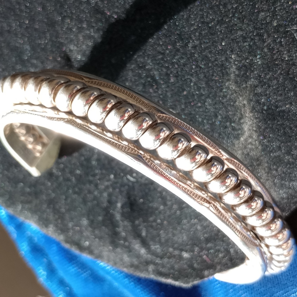 Sterling Silver Twisted Coil Cuff Bracelet Stamped Sterling - Picture 6 of 16